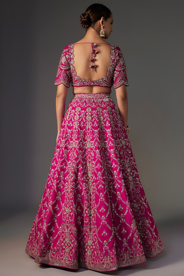 Summiyya in our Pink silk zari tissue lehnga set