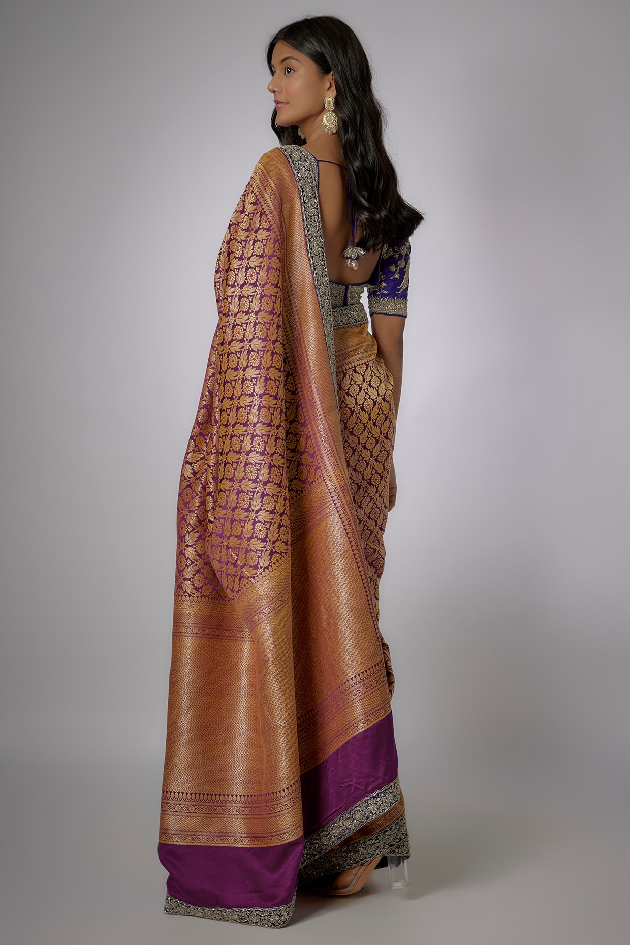 Buy Jayanti Reddy Purple Silk Embroidered Saree Set at Redfynd