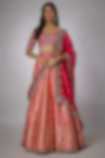 Pink Banarasi Zari Embroidered Bridal Lehenga Set by Jayanti Reddy at Pernia's Pop Up Shop