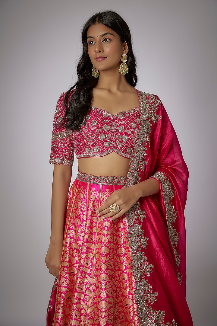 Pink Banarasi Zari Embroidered Bridal Lehenga Set by Jayanti Reddy at Pernia's Pop Up Shop