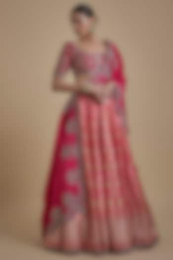 Rani Pink Banarasi Zari Embroidered Bridal Lehenga Set by Jayanti Reddy at Pernia's Pop Up Shop