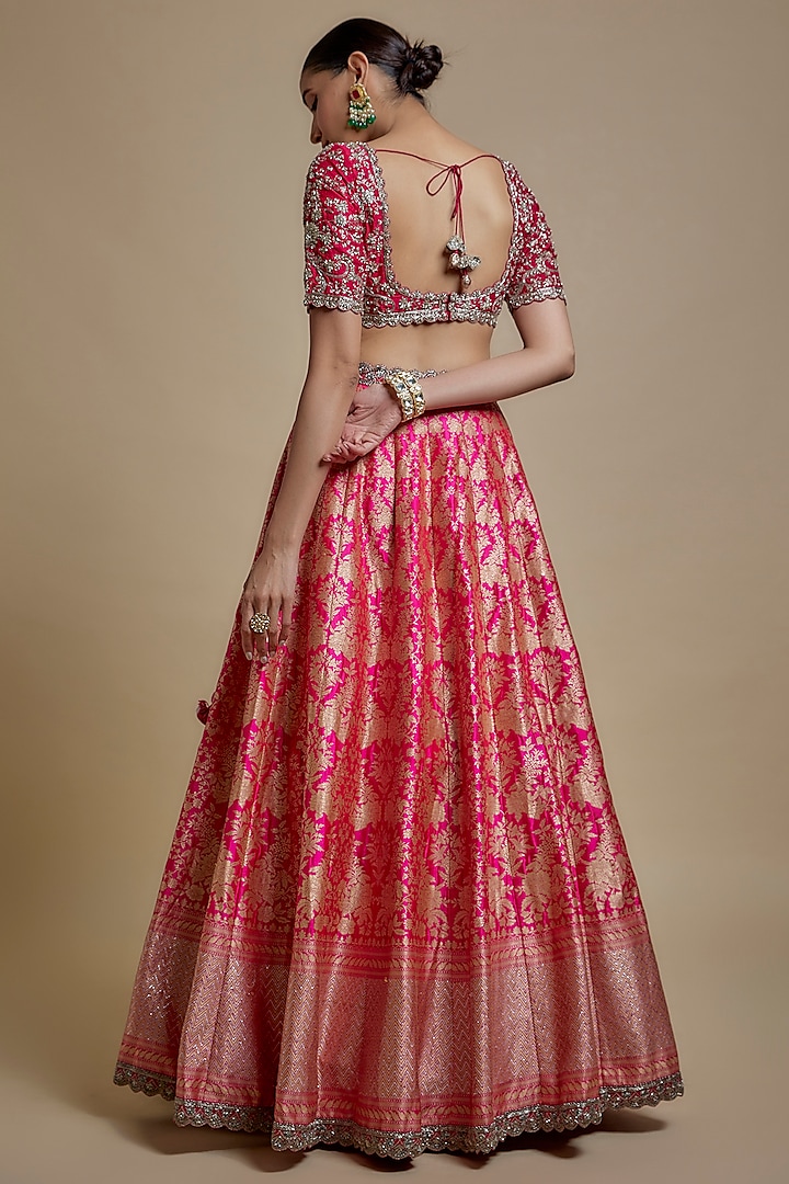 Rani Pink Banarasi Zari Embroidered Bridal Lehenga Set by Jayanti Reddy at Pernia's Pop Up Shop