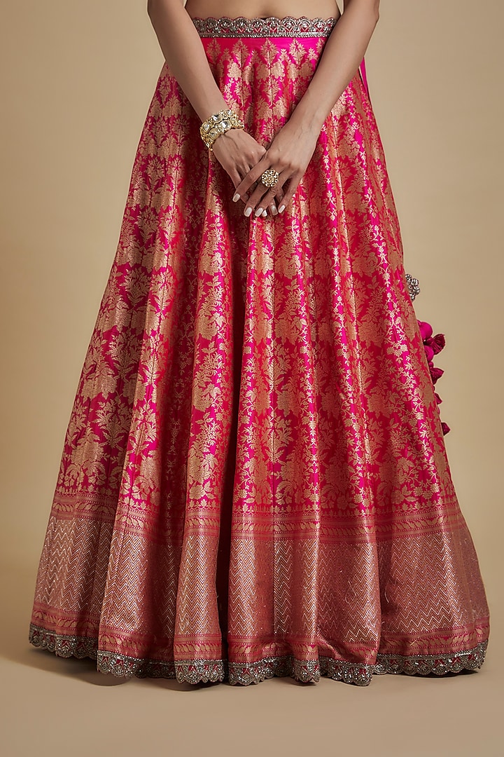 Rani Pink Banarasi Zari Embroidered Bridal Lehenga Set by Jayanti Reddy at Pernia's Pop Up Shop