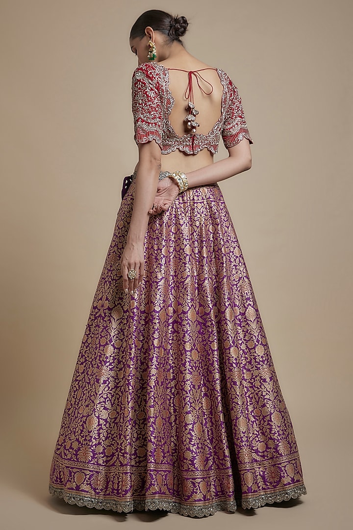 Purple Banarasi Zari Embroidered Bridal Lehenga Set by Jayanti Reddy at Pernia's Pop Up Shop