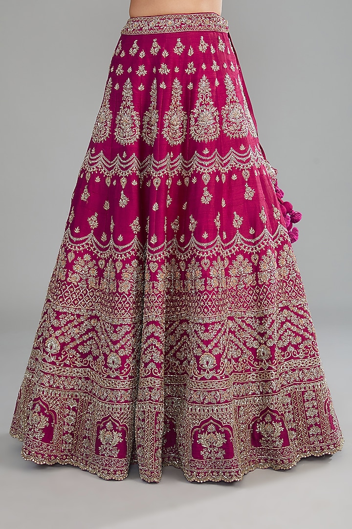 Pink Silk Zari Embroidered Bridal Lehenga Set by Jayanti Reddy at Pernia's Pop Up Shop