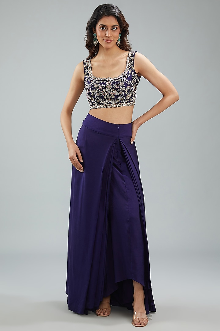 Purple Silk Zari Embroidered Cape Set by Jayanti Reddy at Pernia's Pop Up Shop
