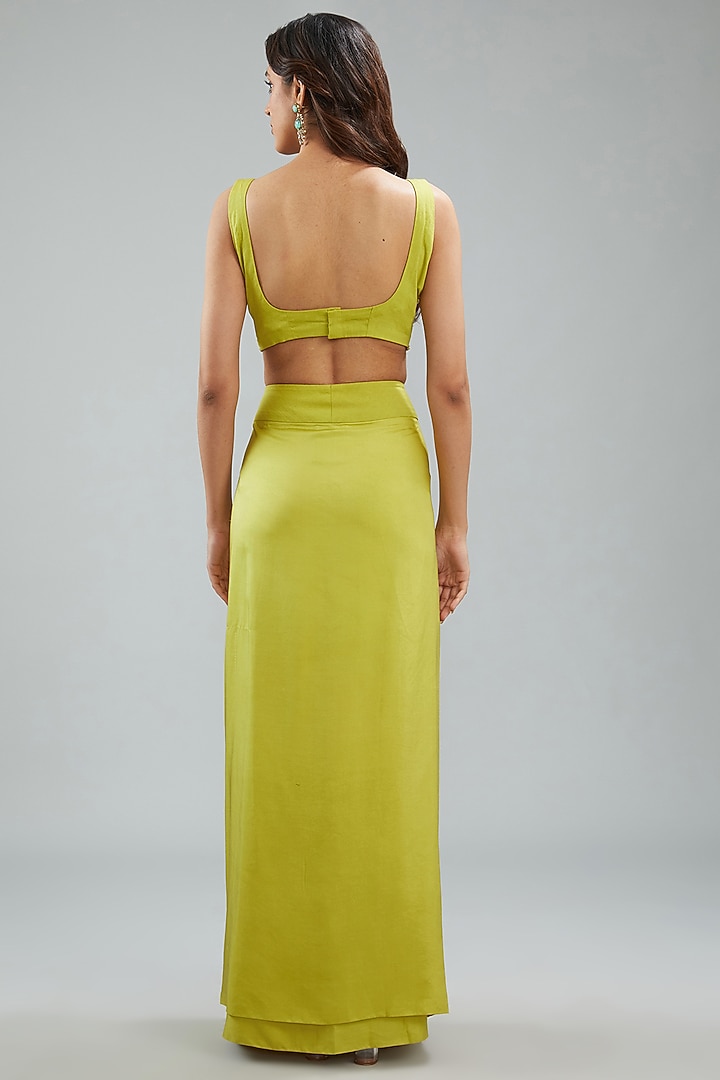 Lime Green Silk Zari Embroidered Cape Set by Jayanti Reddy at Pernia's Pop Up Shop