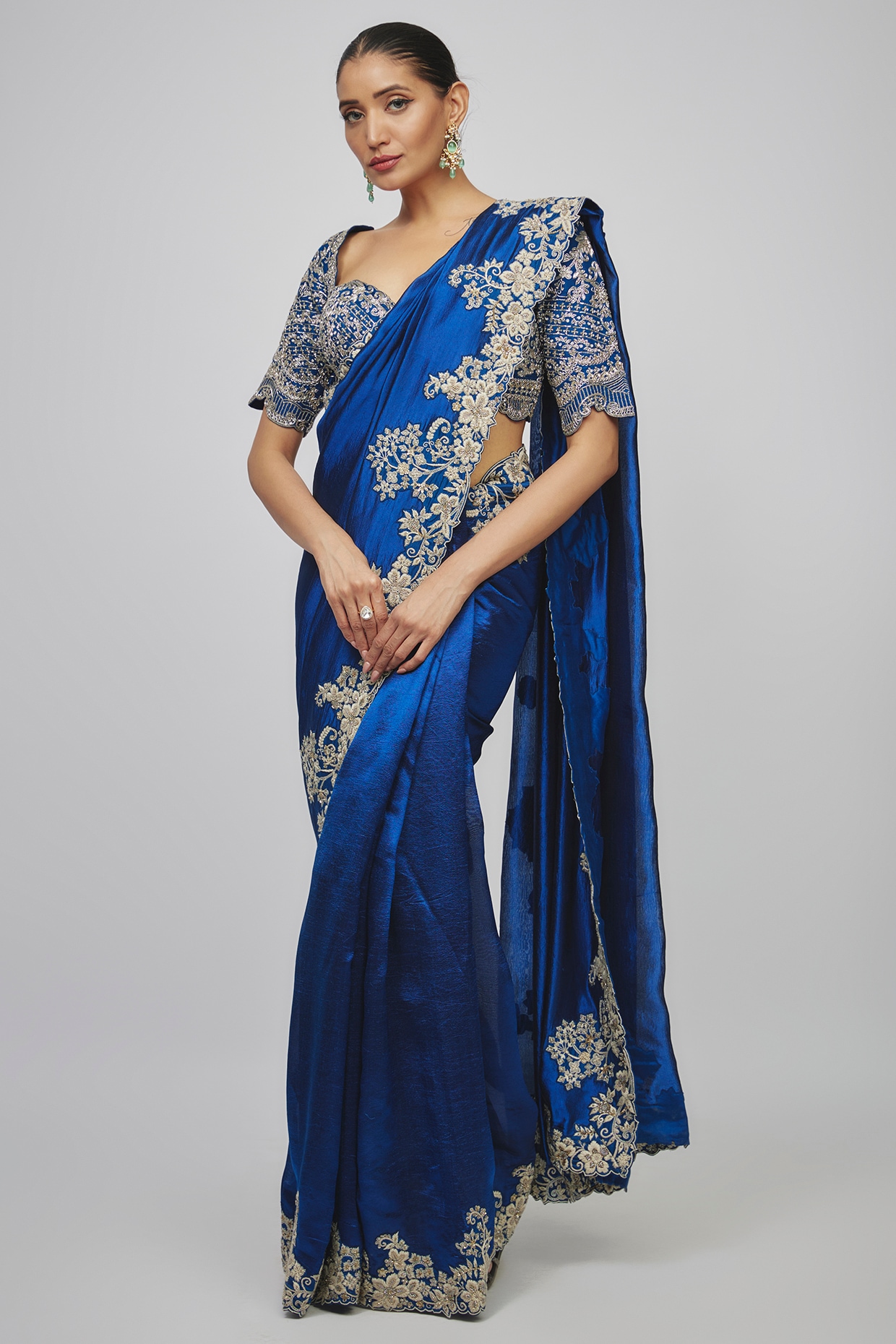 Sky Blue Silk Saree | Leemboodi