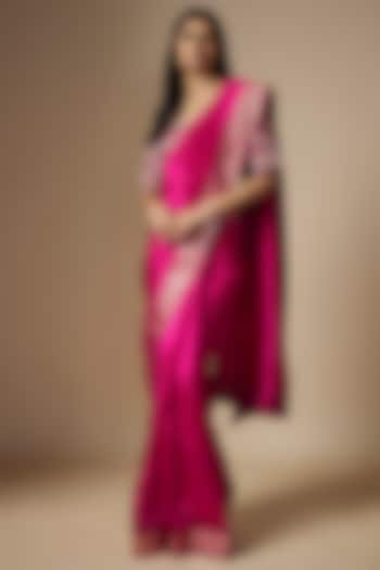 Pink Silk Zari Embroidered Saree Set by Jayanti Reddy at Pernia's Pop Up Shop