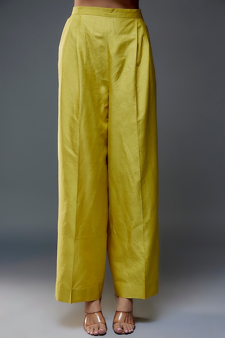 Lime Silk Zari Embroidered Kaftan Set by Jayanti Reddy at Pernia's Pop Up Shop