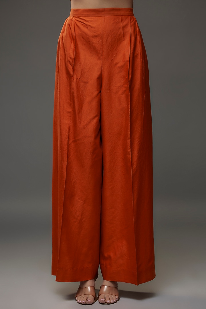 Orange Silk Zari Embroidered Kaftan Set by Jayanti Reddy at Pernia's Pop Up Shop
