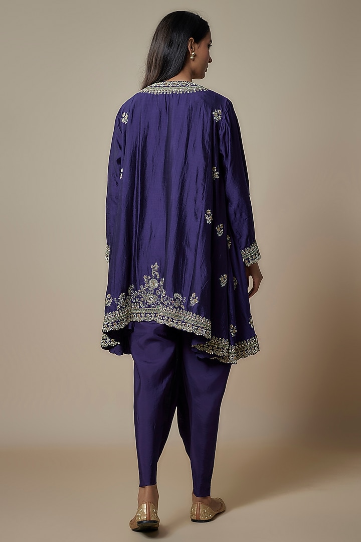 Purple Silk Embroidered Kurta Set by Jayanti Reddy at Pernia's Pop Up Shop