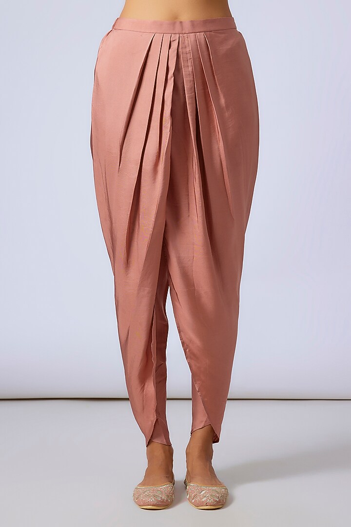 Peach Silk Zardosi Embroidered Tunic Set by Jayanti Reddy at Pernia's Pop Up Shop