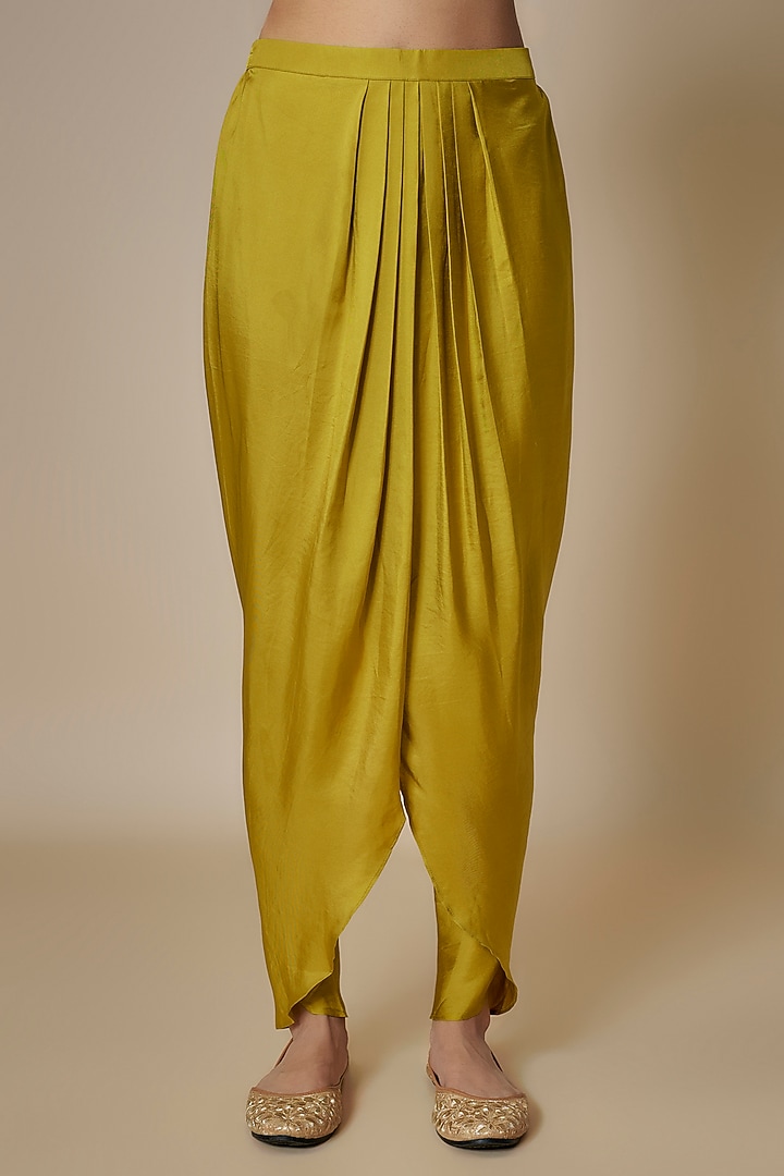 Mustard Yellow Silk Embroidered Tunic Set by Jayanti Reddy at Pernia's Pop Up Shop