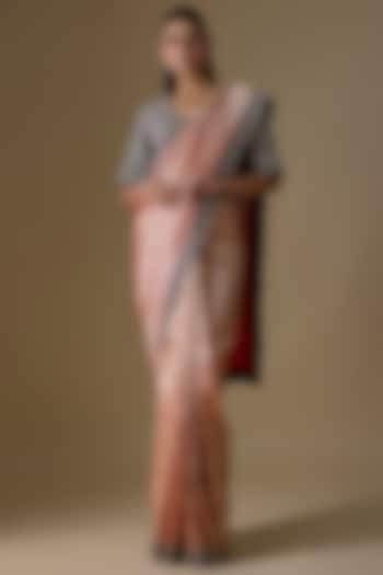 Red Banarasi Silk Zardosi Embroidered Bridal Saree Set by Jayanti Reddy at Pernia's Pop Up Shop