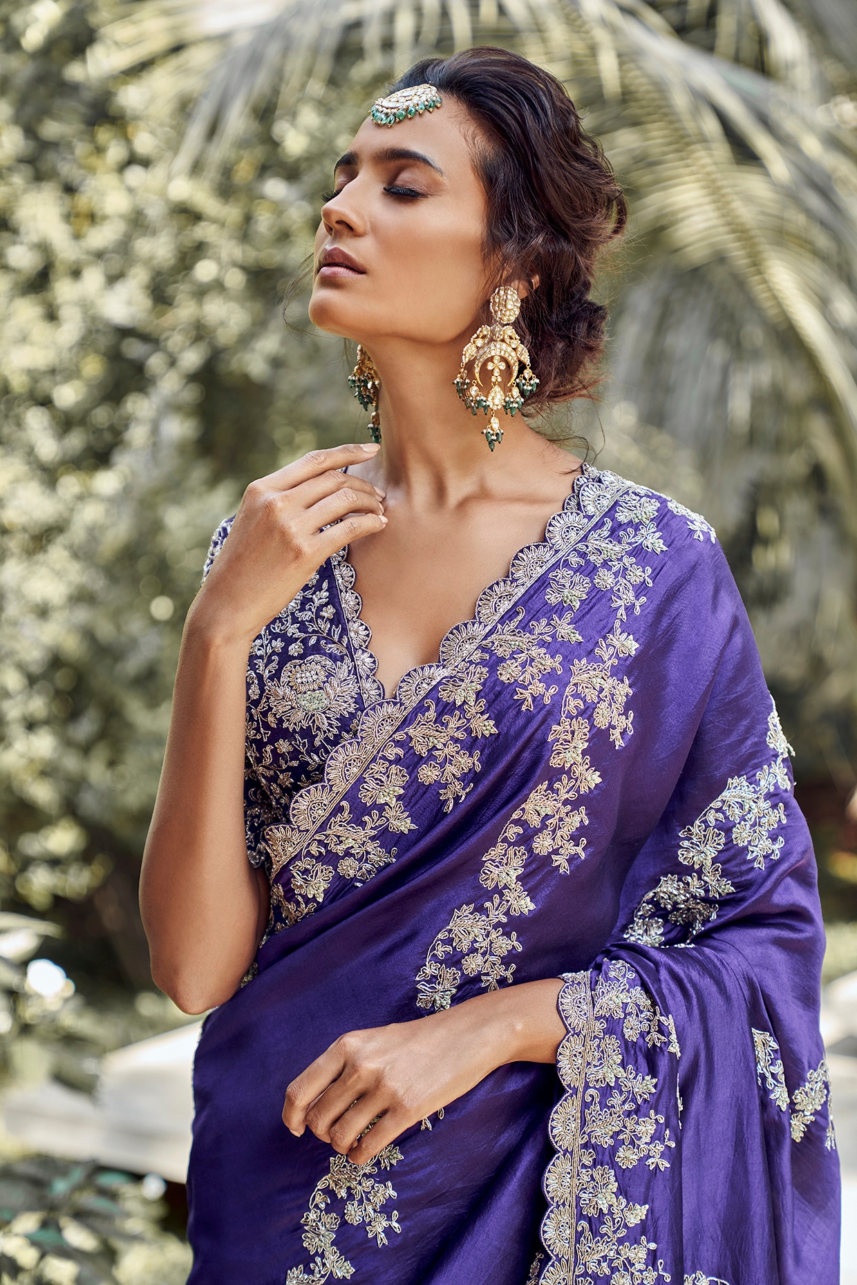 Lavanya Tripathi dresses up elegantly in a purple silk saree for Ugadi'22!