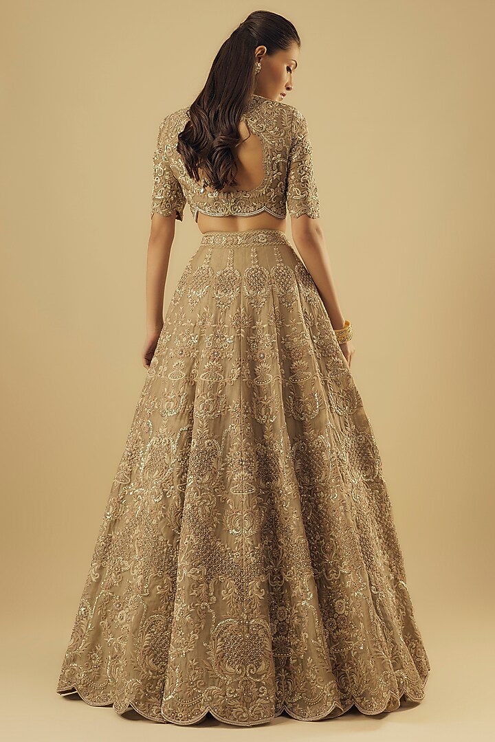 Gold Organza Bridal Lehenga Set by Jayanti Reddy at Pernia's Pop Up Shop