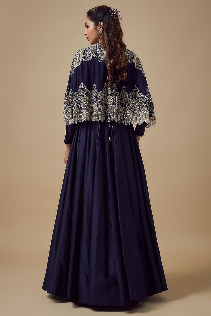 Purple Silk Zardosi Embroidered Bridal Anarkali Set by Jayanti Reddy at Pernia's Pop Up Shop