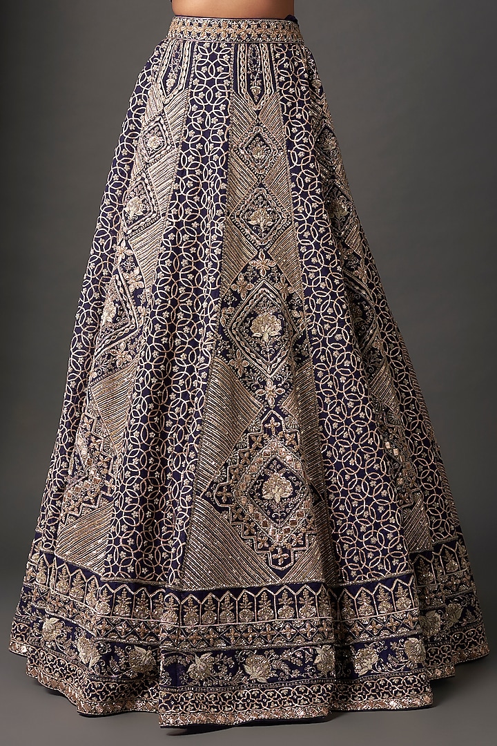 Purple Raw Silk Zardosi Embroidered Bridal Lehenga Set by Jayanti Reddy at Pernia's Pop Up Shop