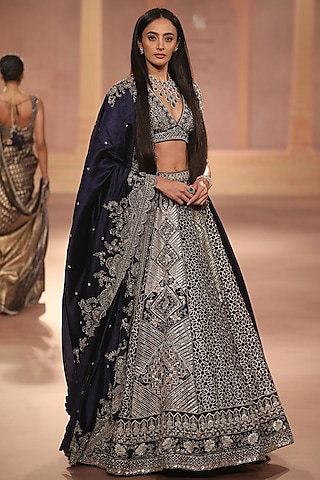 Purple Organza Gota Embroidered Lehenga Set by Jayanti Reddy