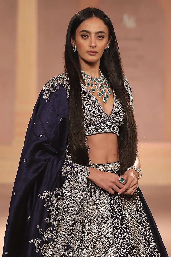 Purple Organza Gota Embroidered Bridal Lehenga Set by Jayanti Reddy at Pernia's Pop Up Shop