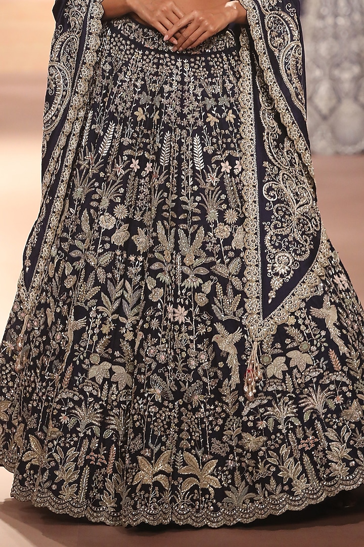 Purple Raw Silk Zari Embroidered Bridal Lehenga Set by Jayanti Reddy at Pernia's Pop Up Shop