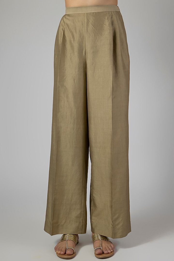 Gold Beige Silk Zardosi Work Kurta Set by Jayanti Reddy at Pernia's Pop Up Shop