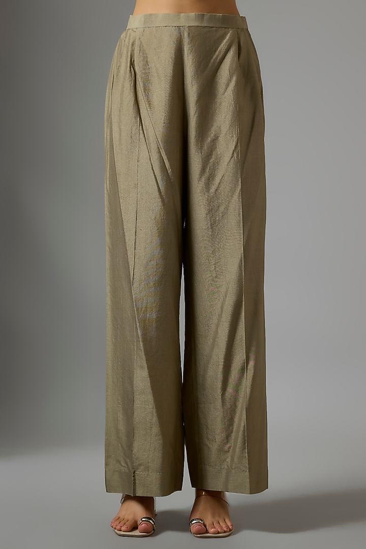 Golden Beige Silk Zardosi Work Kurta Set by Jayanti Reddy at Pernia's Pop Up Shop