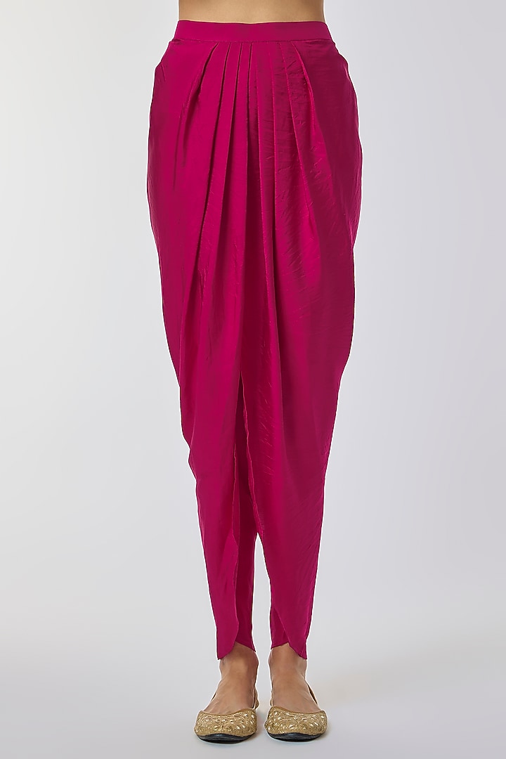 Rani Pink Silk Zardosi Work Tunic Set by Jayanti Reddy at Pernia's Pop Up Shop