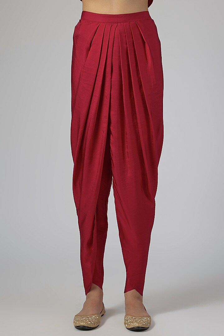 Red Silk Zardosi Work Tunic Set by Jayanti Reddy at Pernia's Pop Up Shop