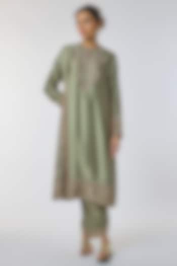 Mint Green Silk Zardosi Work Kurta Set by Jayanti Reddy at Pernia's Pop Up Shop