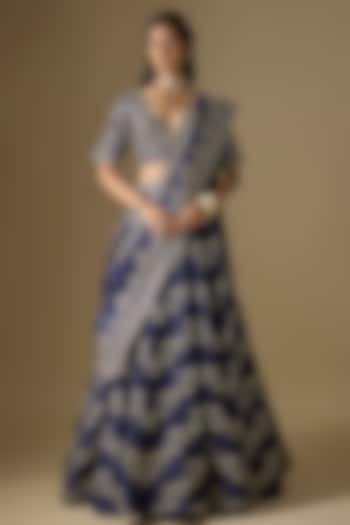 Purple Raw Silk Zardosi Embroidered Bridal Lehenga Set by Jayanti Reddy at Pernia's Pop Up Shop