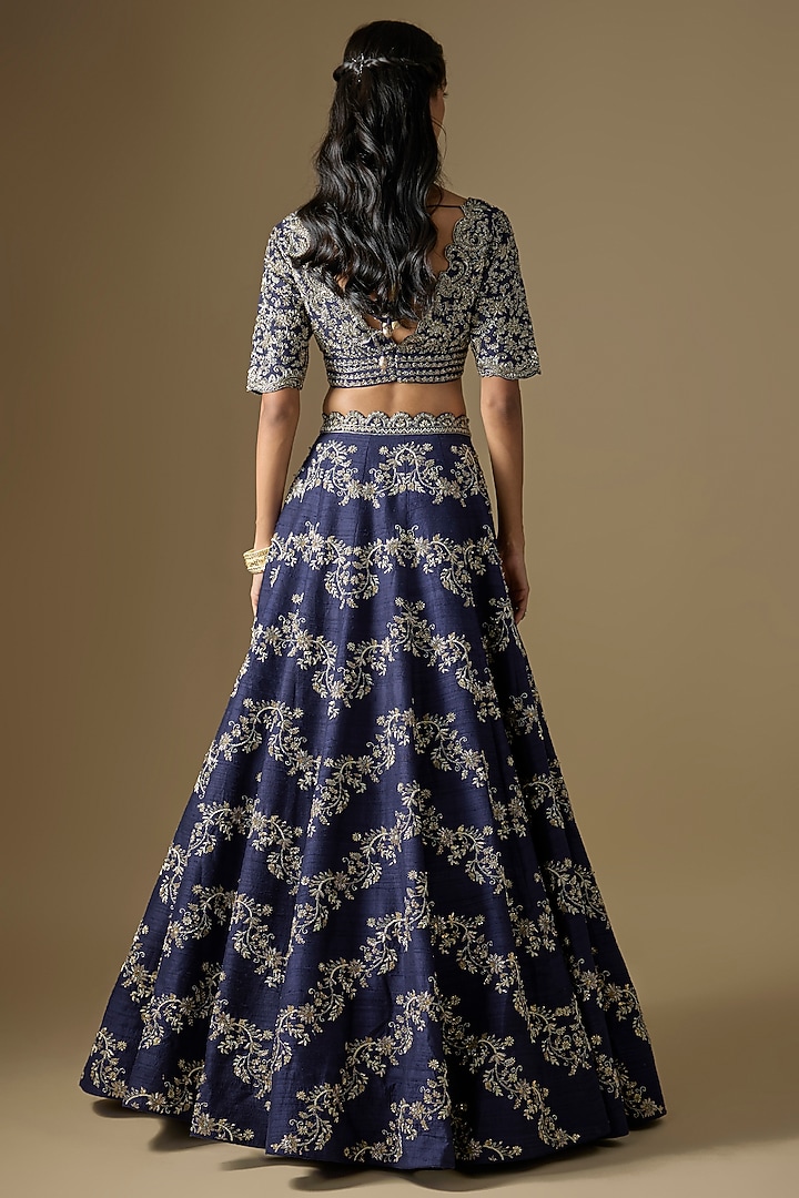 Purple Raw Silk Zardosi Embroidered Bridal Lehenga Set by Jayanti Reddy at Pernia's Pop Up Shop