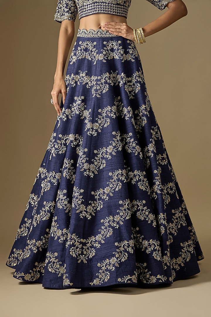 Purple Raw Silk Zardosi Embroidered Bridal Lehenga Set by Jayanti Reddy at Pernia's Pop Up Shop