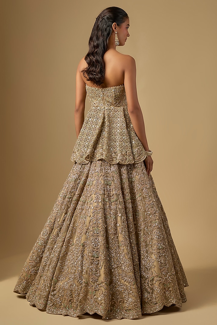 Gold Net Dori Work Bridal Lehenga Set by Jayanti Reddy at Pernia's Pop Up Shop