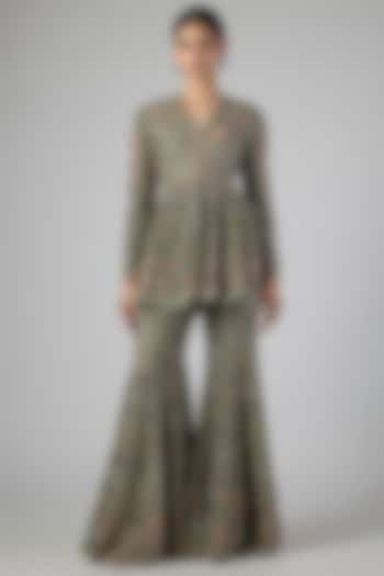 Mint Georgette Sequins Embroidered Bridal Sharara Set by Jayanti Reddy at Pernia's Pop Up Shop