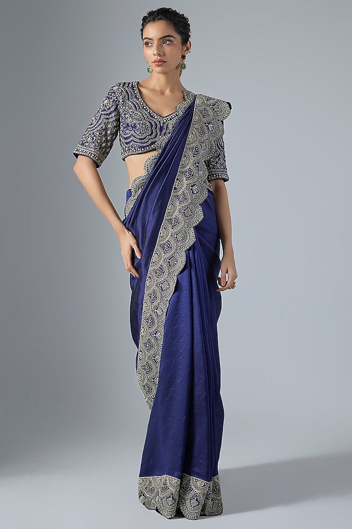Purple Silk Bridal Saree Set by Jayanti Reddy at Pernia's Pop Up Shop