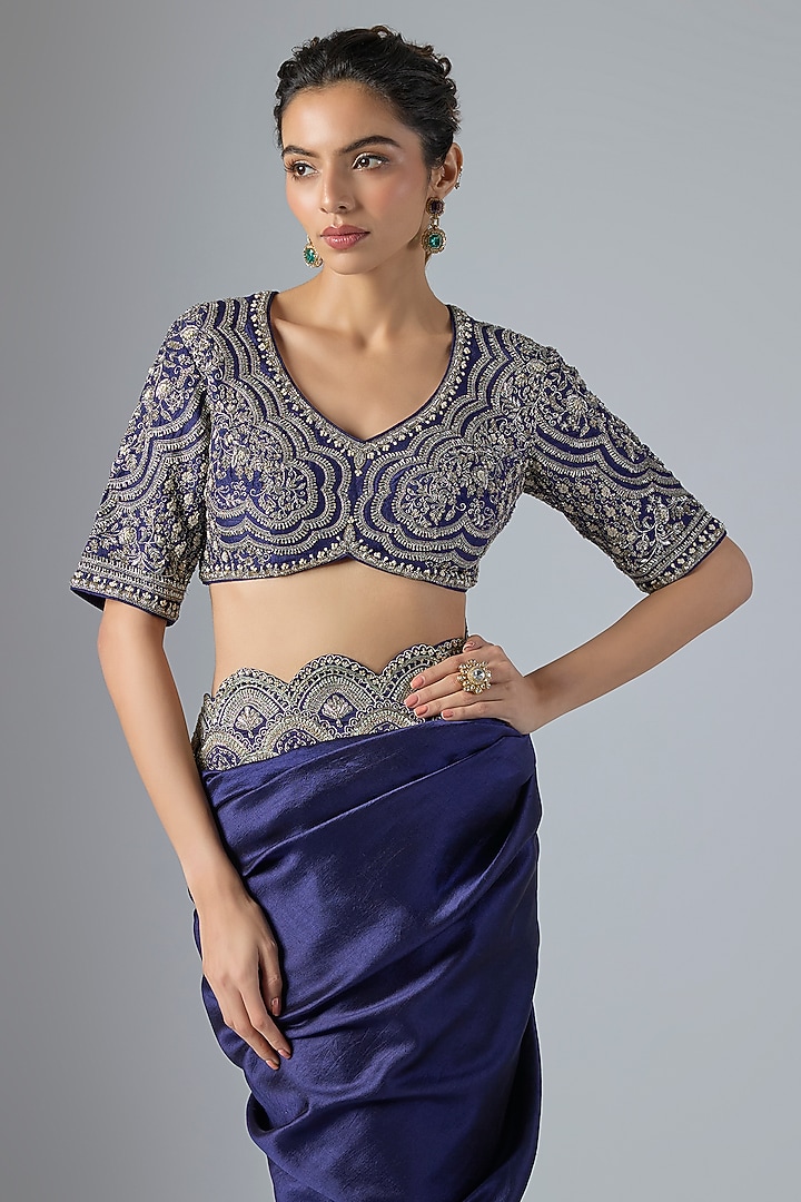Purple Silk Bridal Saree Set by Jayanti Reddy at Pernia's Pop Up Shop