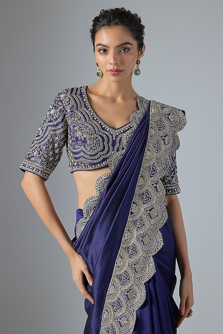 Purple Silk Bridal Saree Set by Jayanti Reddy at Pernia's Pop Up Shop