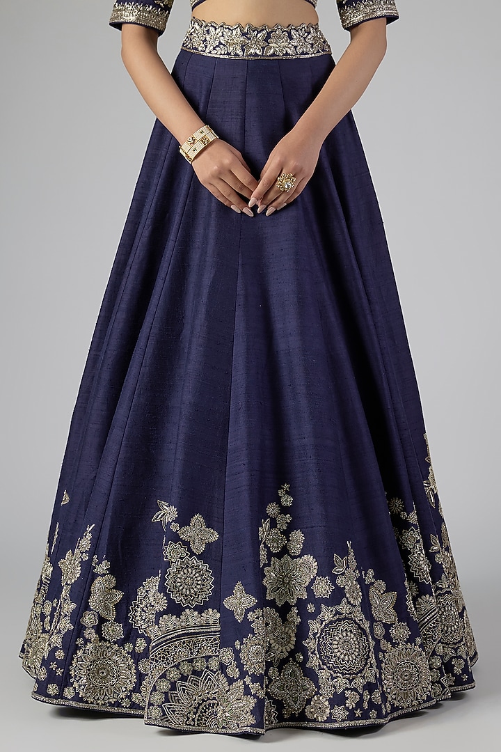 Purple Raw Silk Zardosi Embroidered Bridal Lehenga Set by Jayanti Reddy at Pernia's Pop Up Shop