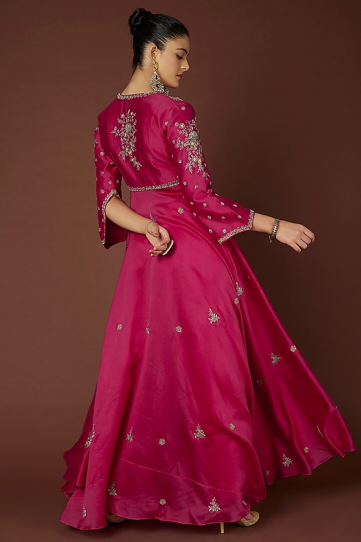 Fuchsia Embroidered Wedding Anarkali Set by Jayanti Reddy at Pernia's Pop Up Shop