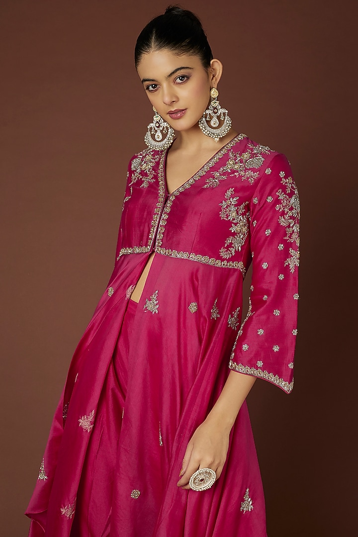 Fuchsia Embroidered Wedding Anarkali Set by Jayanti Reddy at Pernia's Pop Up Shop
