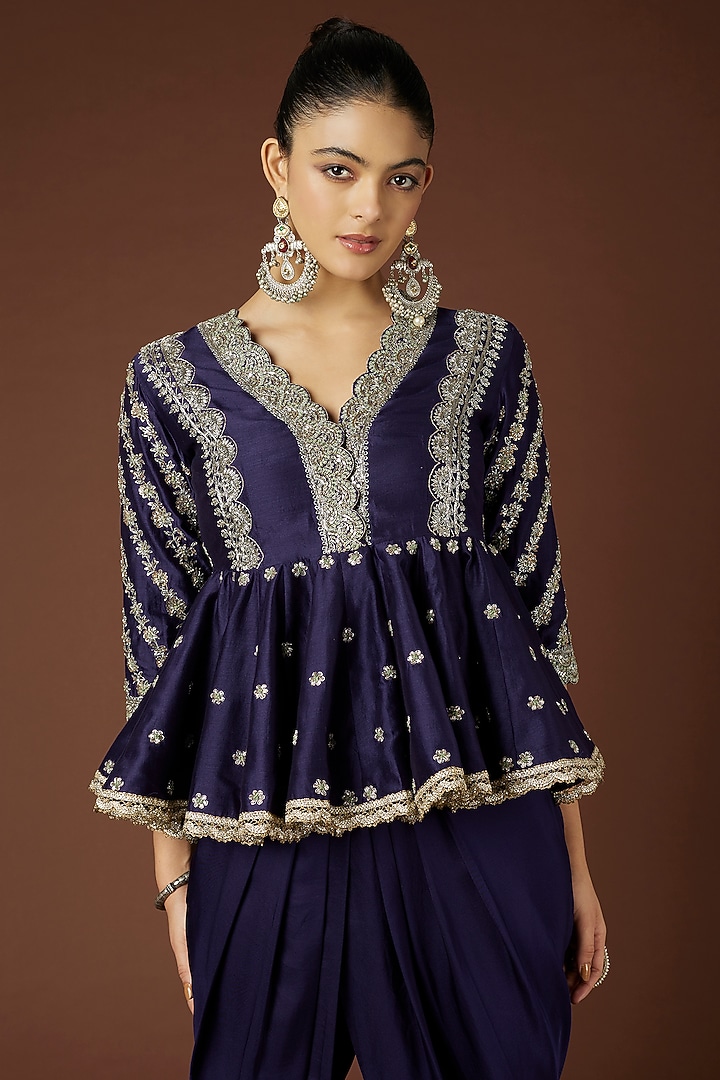 Purple Chanderi Silk Pant Set by Jayanti Reddy at Pernia's Pop Up Shop