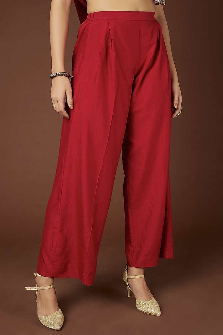 Red Embroidered Wedding Anarkali Set by Jayanti Reddy at Pernia's Pop Up Shop