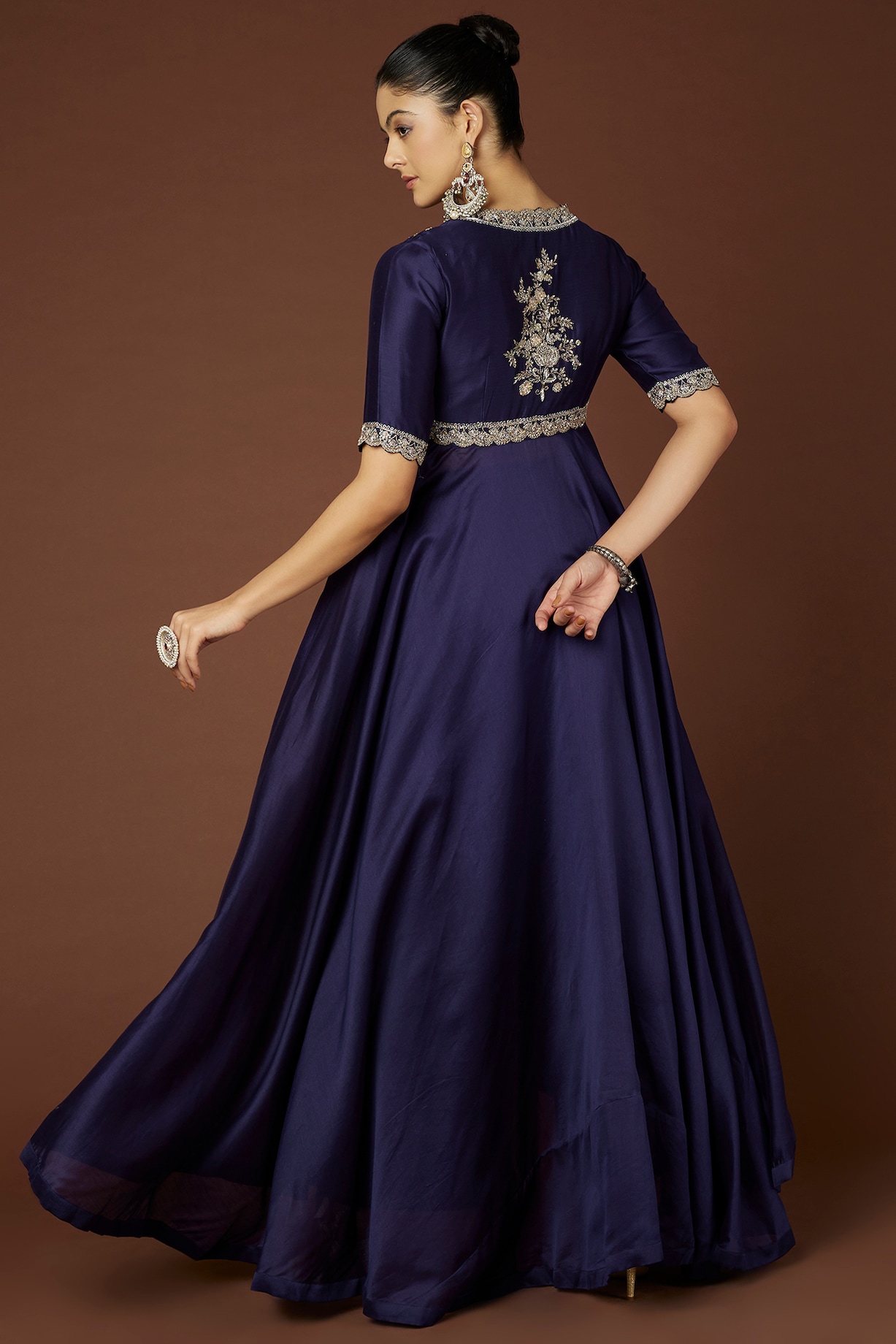 Prema Purple Chanderi Silk Anarkali Suit Set