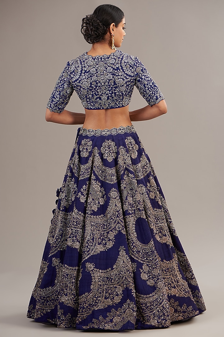 Purple Raw Silk Embroidered Bridal Lehenga Set by Jayanti Reddy at Pernia's Pop Up Shop