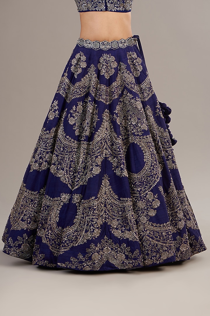 Purple Raw Silk Embroidered Bridal Lehenga Set by Jayanti Reddy at Pernia's Pop Up Shop