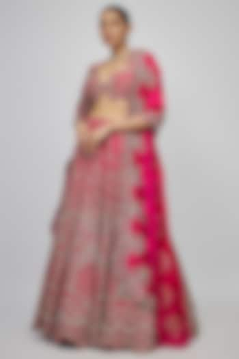 Pink Silk Zari Embroidered Bridal Lehenga Set by Jayanti Reddy at Pernia's Pop Up Shop