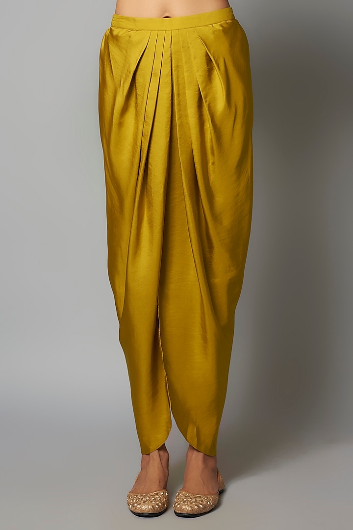 Yellow Silk Zardosi Embroidered Tunic Set by Jayanti Reddy at Pernia's Pop Up Shop