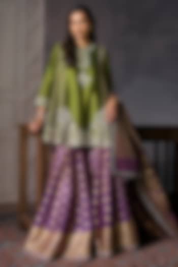 Purple Banarasi Bridal Sharara Set by Jayanti Reddy at Pernia's Pop Up Shop